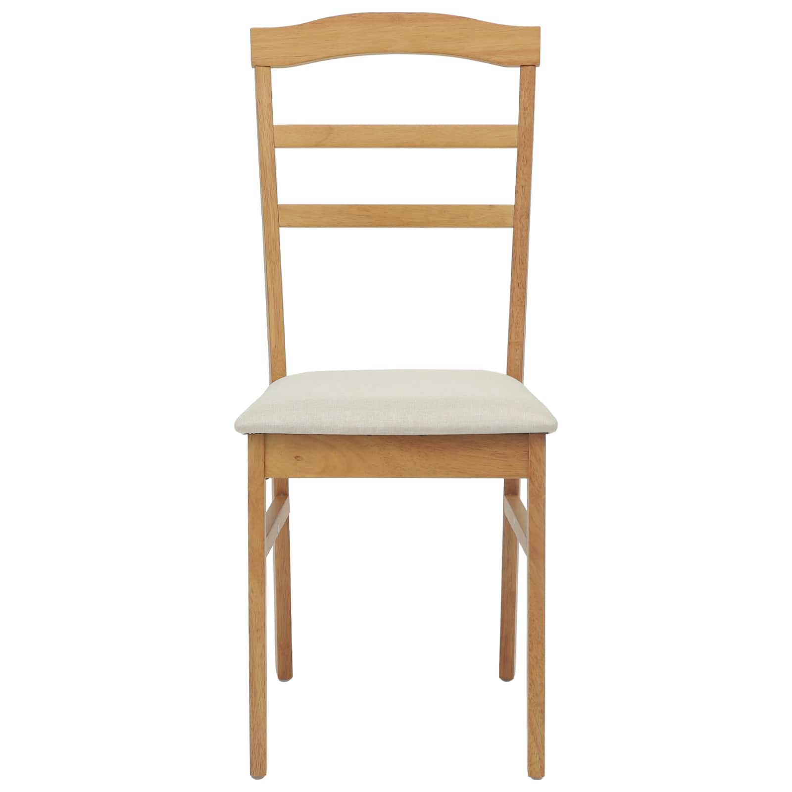 Stühle aus Holz 2er Set Gepolstert Gummibaum Natur und Weiß 36 x 45,5 x 93,5 cm