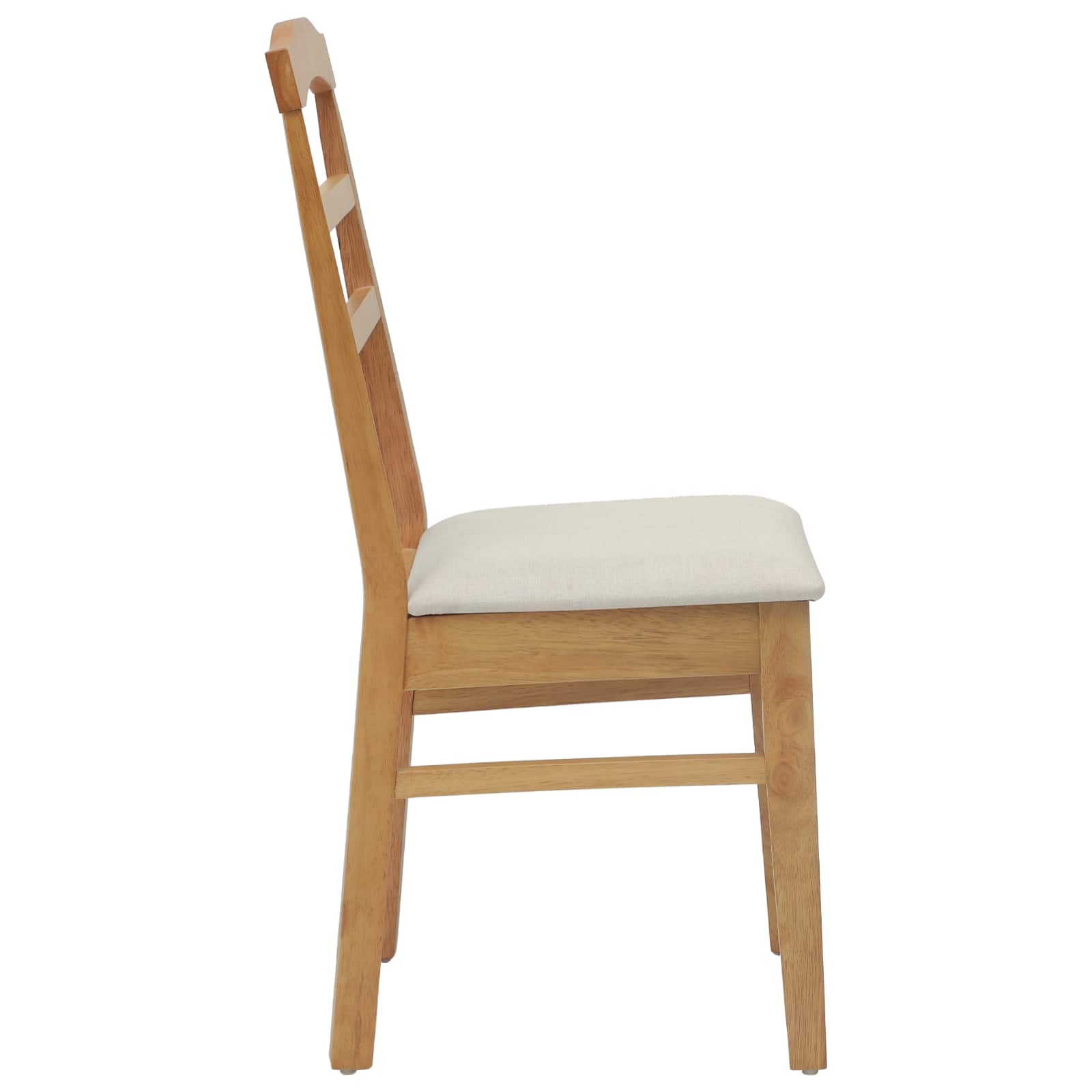 Stühle aus Holz 2er Set Gepolstert Gummibaum Natur und Weiß 36 x 45,5 x 93,5 cm