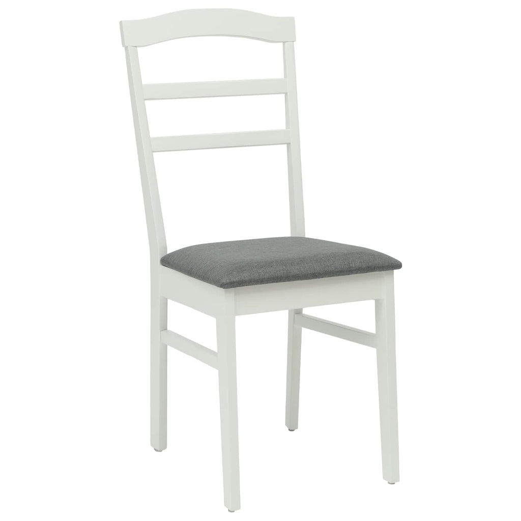 Stühle aus Holz 2er Set Gepolstert Gummibaum Weiß und Grau 36 x 45,5 x 93,5 cm