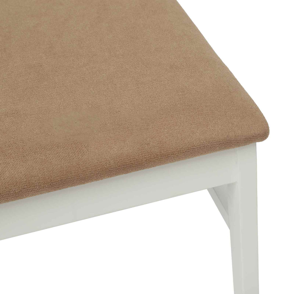 Stühle aus Holz 2er Set Gepolstert Gummibaum Weiß und Braun 36 x 45,5 x 93,5 cm