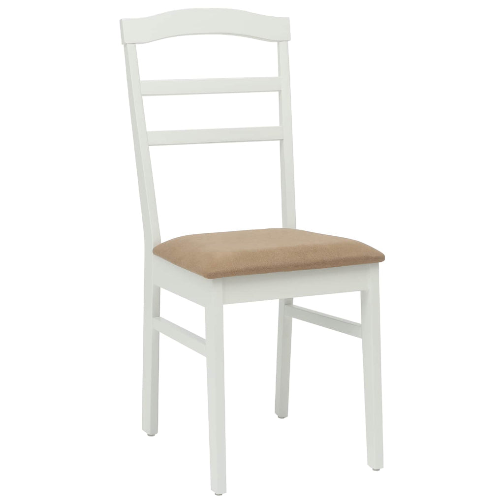 Stühle aus Holz 2er Set Gepolstert Gummibaum Weiß und Braun 36 x 45,5 x 93,5 cm