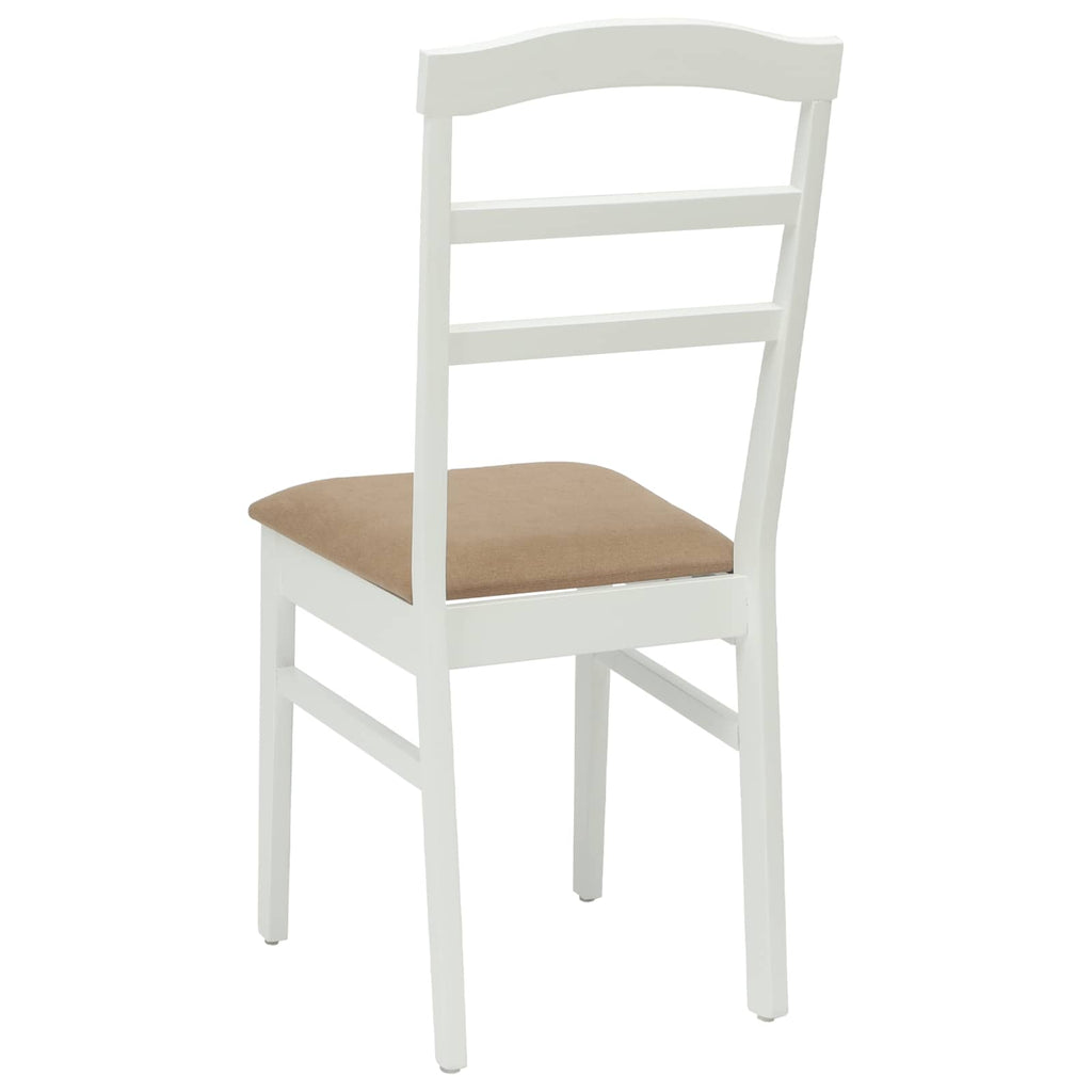 Stühle aus Holz 2er Set Gepolstert Gummibaum Weiß und Braun 36 x 45,5 x 93,5 cm
