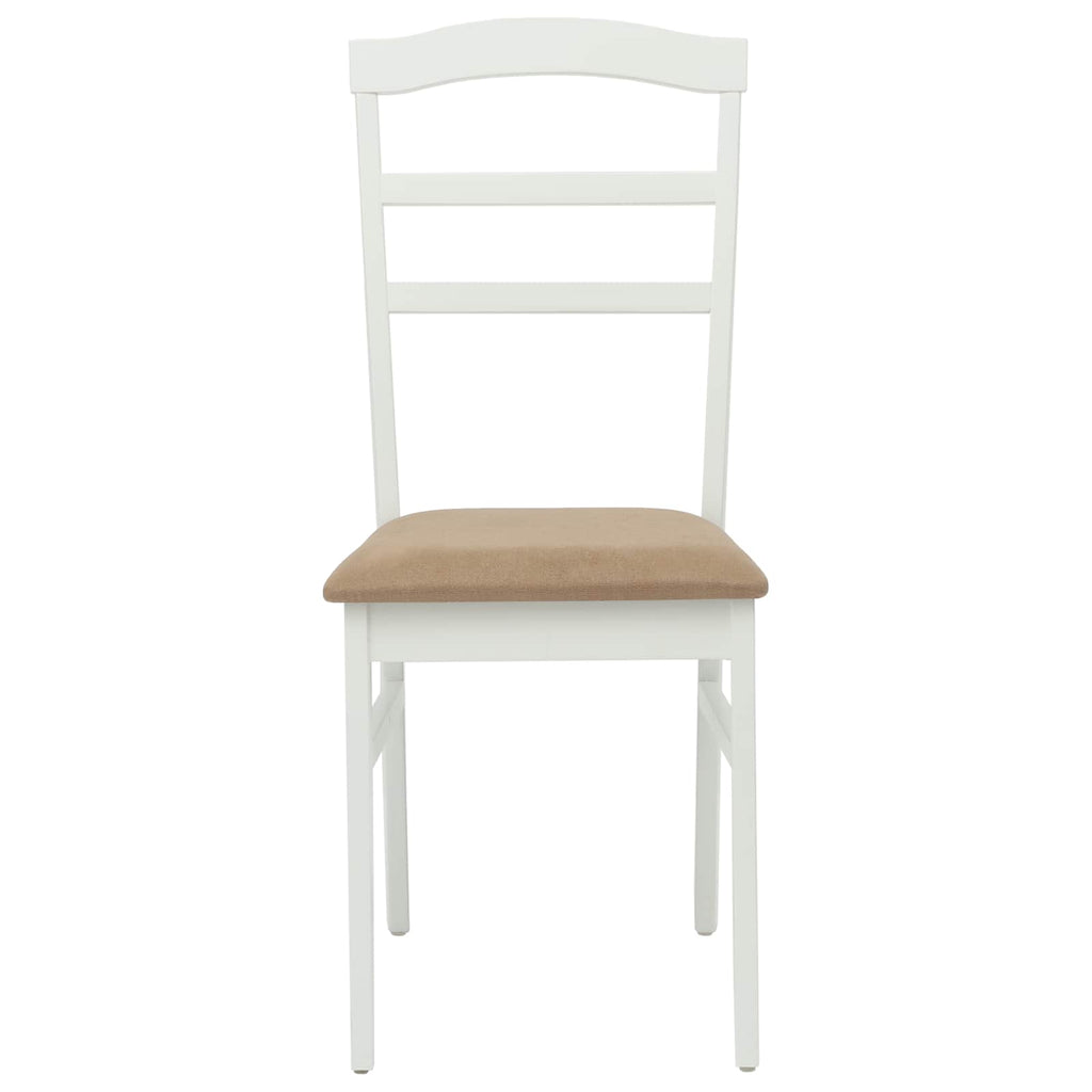 Stühle aus Holz 2er Set Gepolstert Gummibaum Weiß und Braun 36 x 45,5 x 93,5 cm
