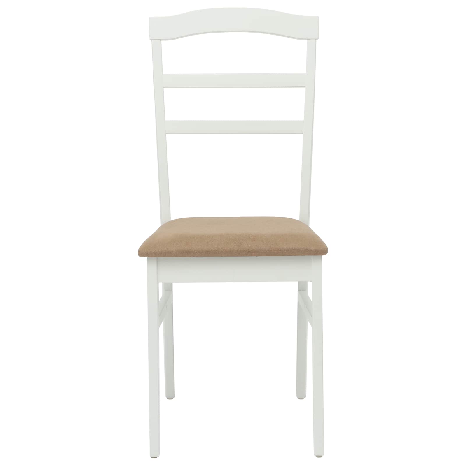 Stühle aus Holz 2er Set Gepolstert Gummibaum Weiß und Braun 36 x 45,5 x 93,5 cm