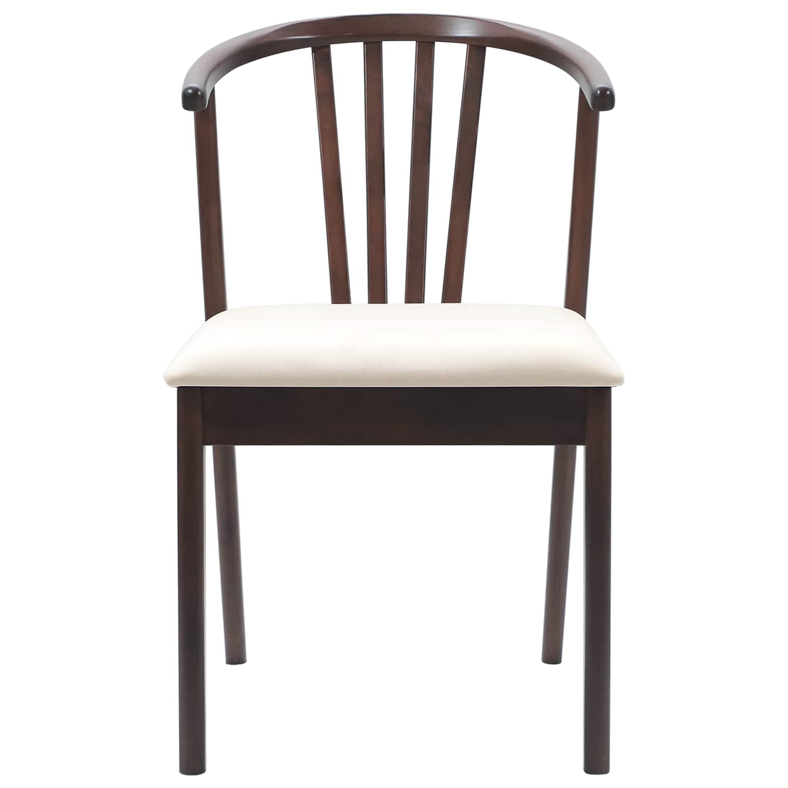 Vintage Stühle 2er Set Gepolstert Gummibaum Dunkelbraun und Weiß 51 x 61 x 80,5 cm