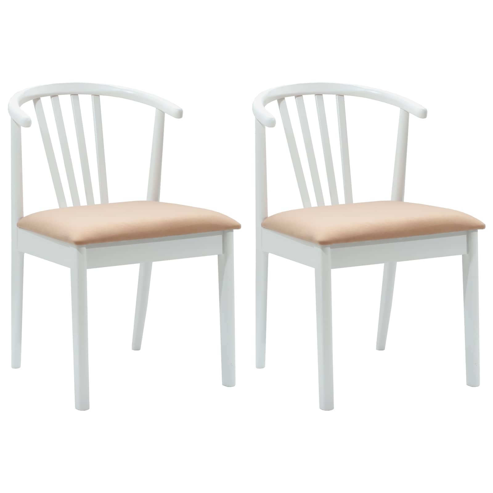 Vintage Stühle 2er Set Gepolstert Gummibaum Weiß und Braun 51 x 61 x 8 –  WohnlyHome