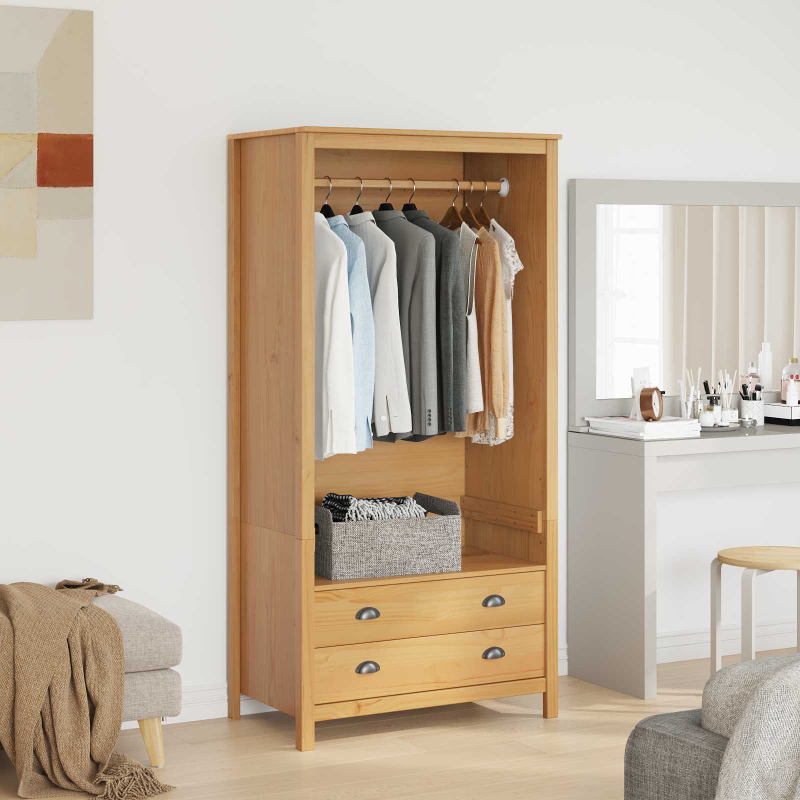 Kleiderschrank Mit Schubladen Hill Honigbraun 84 X 50 X 170 Cm