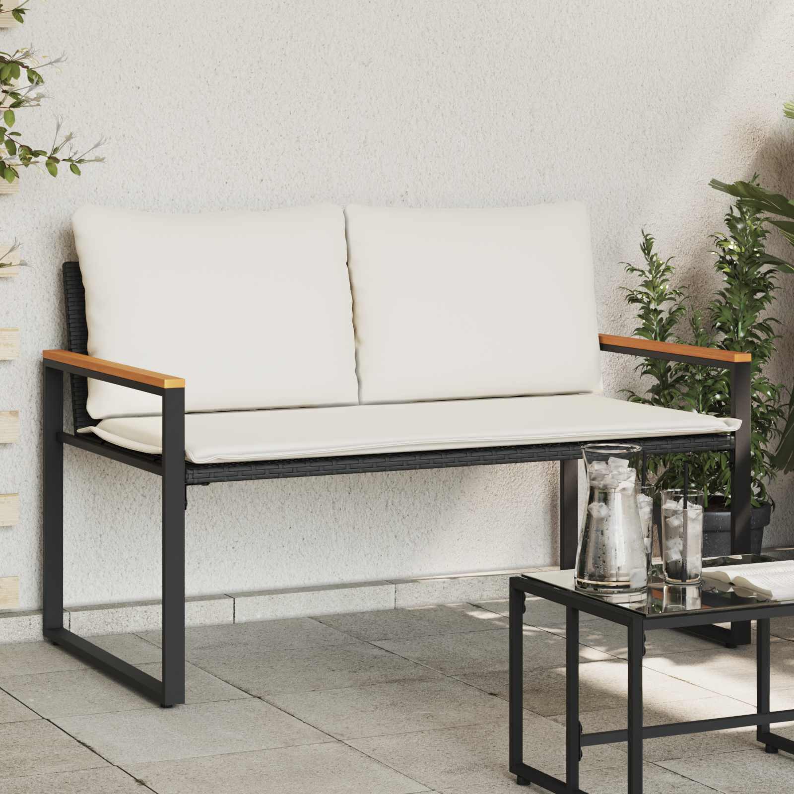 Bank Mit Kissen 115 X 65 X 72 Cm Rattan
