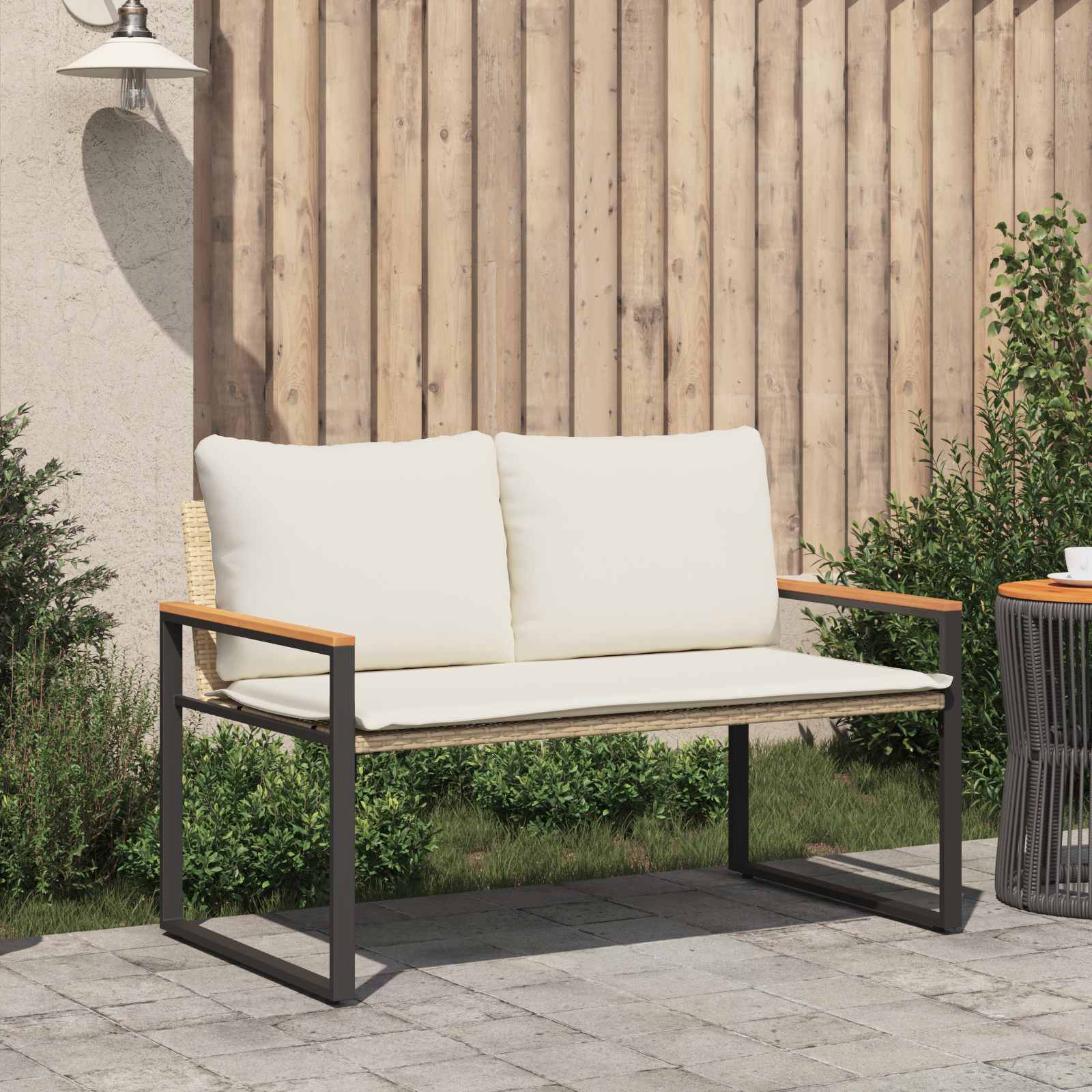 Bank Mit Kissen 115 X 65 X 72 Cm Rattan