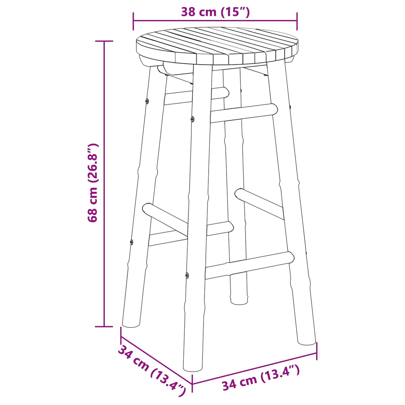 Gartenhocker Natur Ø 38 X Bambus