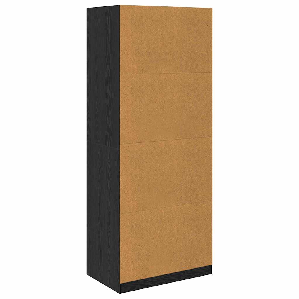 Kleiderschrank Offen mit 2 Schubladen aus Holzwerkstoff Schwarz Eiche 80 x 50 x 200 cm