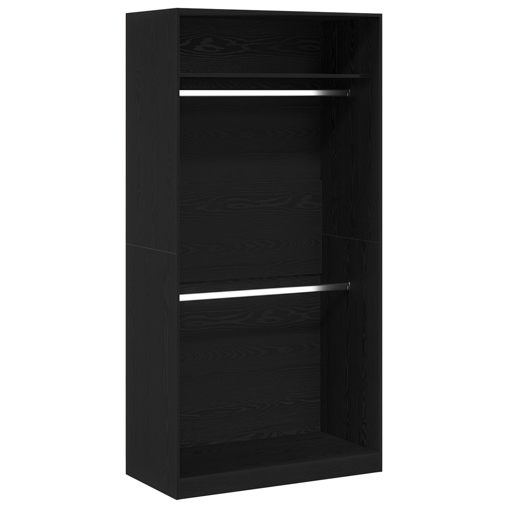 Kleiderschrank Offen mit 1 Regal aus Holzwerkstoff Schwarz Eiche 100 x 50 x 200 cm