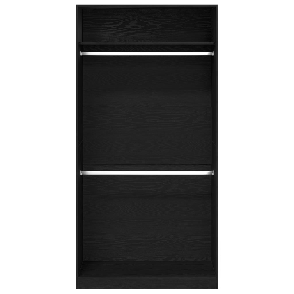 Kleiderschrank Offen mit 1 Regal aus Holzwerkstoff Schwarz Eiche 100 x 50 x 200 cm
