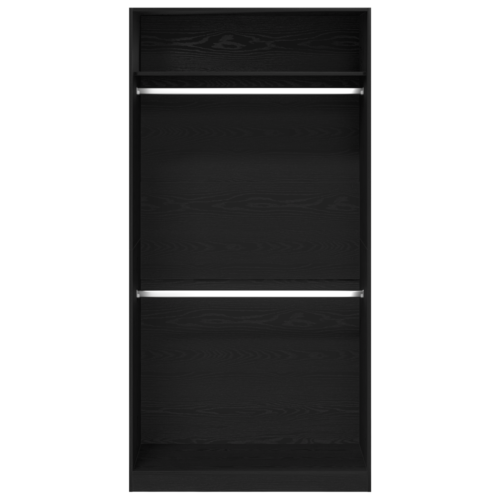 Kleiderschrank Offen mit 1 Regal aus Holzwerkstoff Schwarz Eiche 100 x 50 x 200 cm