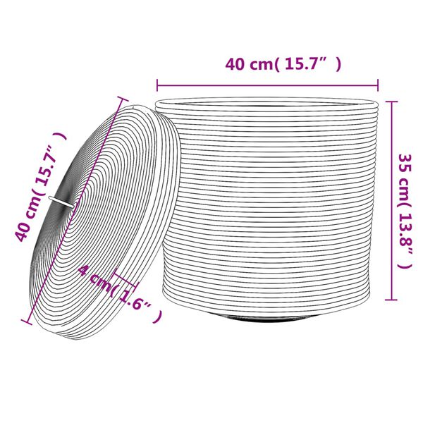 Aufbewahrungskorb mit Deckel Weiß und Braun Baumwolle 40 x 35 cm