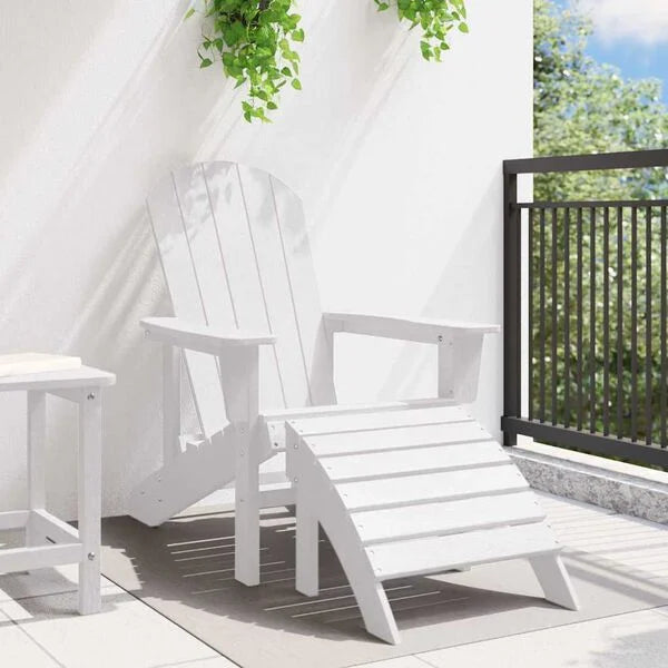 Adirondack Gartenstuhl Weiß aus HDPE mit Fußstütze 82 × 74 × 92 cm