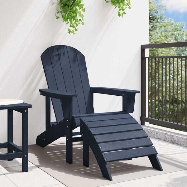 Adirondack Gartenstuhl Dunkelblau aus HDPE mit Fußstütze 82 × 74 × 92 cm