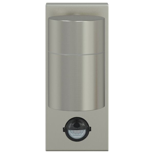 Außenwandleuchte 2er-Set aus Edelstahl und Glas Silber mit PIR-Bewegungsmelder, Sensor