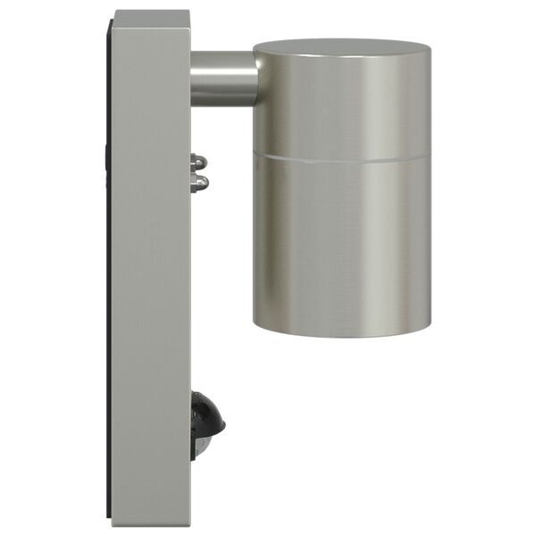 Außenwandleuchte 2er-Set aus Edelstahl und Glas Silber mit PIR-Bewegungsmelder, Sensor