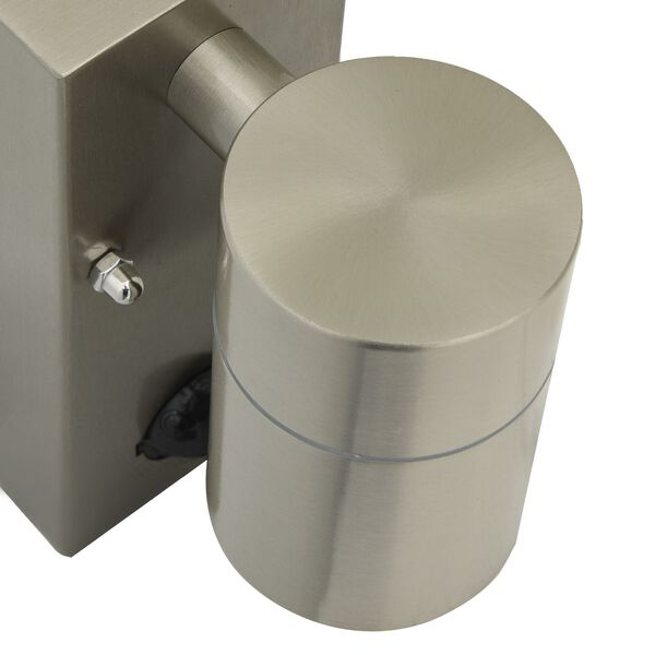 Außenwandleuchte 2er-Set aus Edelstahl und Glas Silber mit PIR-Bewegungsmelder, Sensor