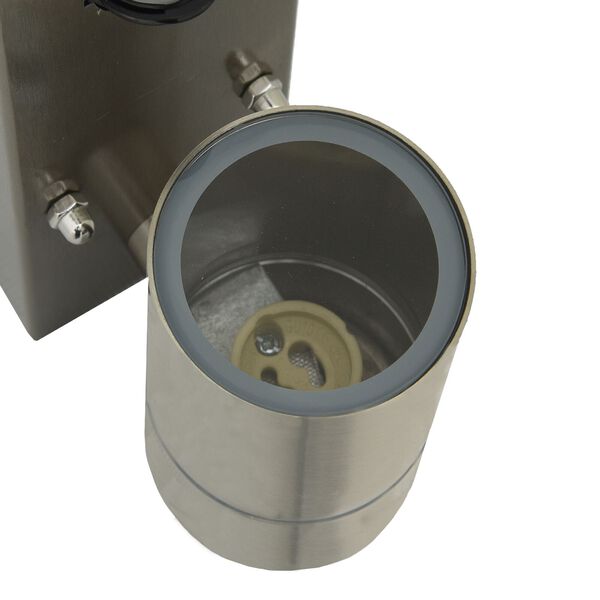 Außenwandleuchte 2er-Set aus Edelstahl und Glas Silber mit PIR-Bewegungsmelder, Sensor