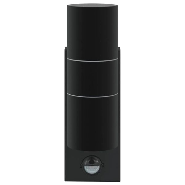2er-Set Außenwandleuchte Schwarz aus Edelstahl und Glas mit PIR-Bewegungsmelder, Sensor