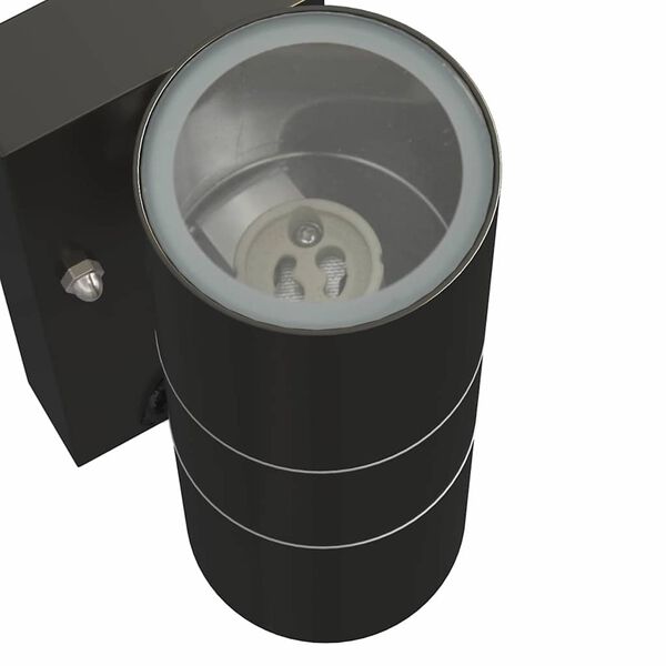 2er-Set Außenwandleuchte Schwarz aus Edelstahl und Glas mit PIR-Bewegungsmelder, Sensor