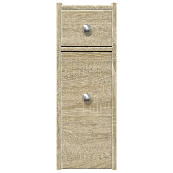 Badschrank Sonoma Eiche aus Holz Massiv Wandmontage mit Schublade 80 x 18 x 60 cm
