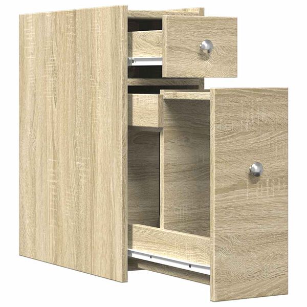 Badschrank Sonoma Eiche aus Holz Massiv Wandmontage mit Schublade 80 x 18 x 60 cm