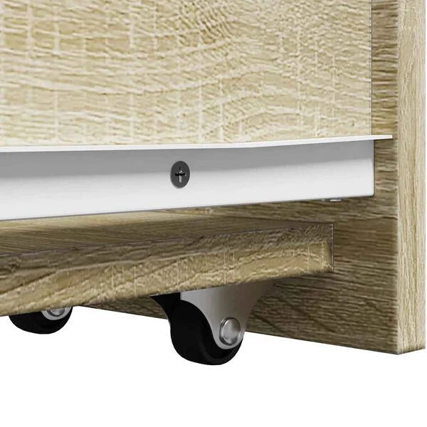 Badschrank Sonoma Eiche aus Holz Massiv Wandmontage mit Schublade 80 x 18 x 60 cm