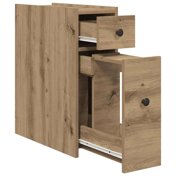 Badschrank Artisan-Eiche aus Holz Massiv Wandmontage mit Schublade 80 x 18 x 60 cm
