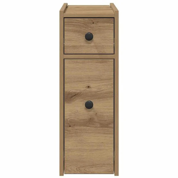 Badschrank Artisan-Eiche aus Holz Massiv Wandmontage mit Schublade 80 x 18 x 60 cm