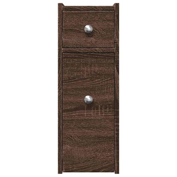 Badschrank Braun Eiche aus Holz Massiv Wandmontage mit Schublade 80 x 18 x 60 cm
