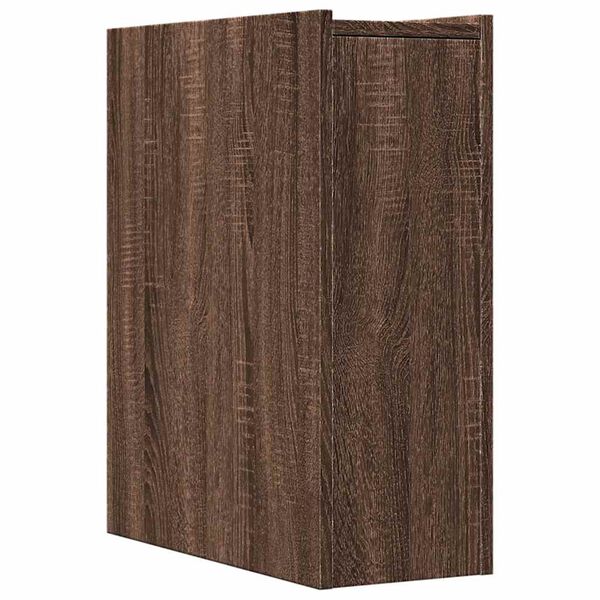 Badschrank Braun Eiche aus Holz Massiv Wandmontage mit Schublade 80 x 18 x 60 cm
