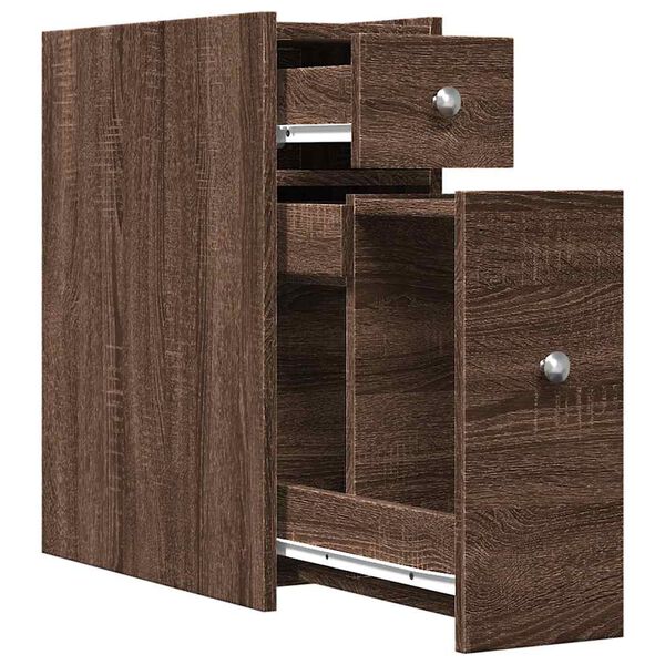 Badschrank Braun Eiche aus Holz Massiv Wandmontage mit Schublade 80 x 18 x 60 cm