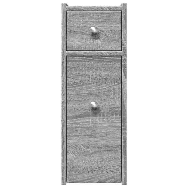 Badschrank Grau Sonoma aus Holz Massiv Wandmontage mit Schublade 80 x 18 x 60 cm