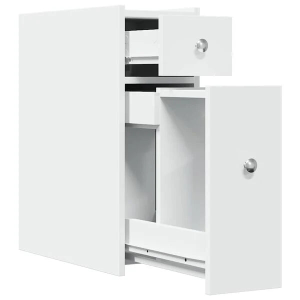 Badschrank aus Holz Massiv Weiß Wandmontage mit Schublade 80 x 18 x 60 cm