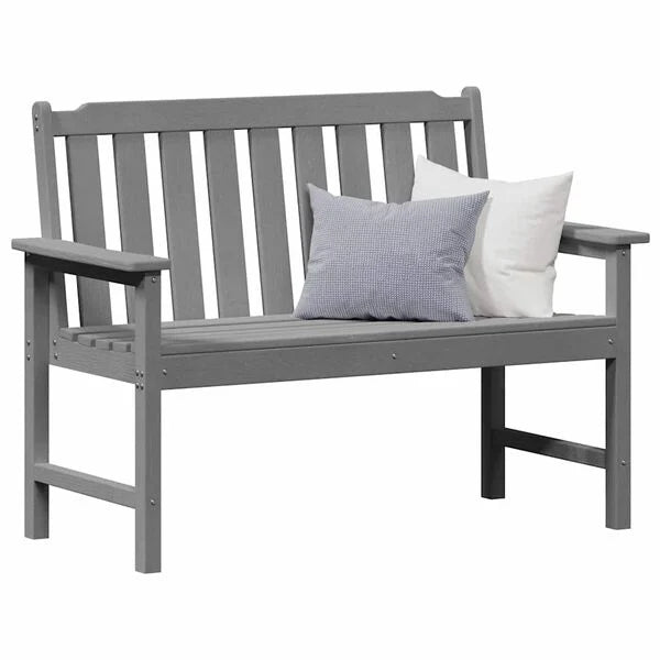 Gartenbank Hellgrau 2-Sitzer mit Armlehnen 120 x 59 x 88 cm