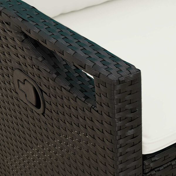 Liege-Gartenbank Stahl Schwarz und Creme mit verstellbarer Rückenlehne & Kissen 105 x 60 x 112 cm