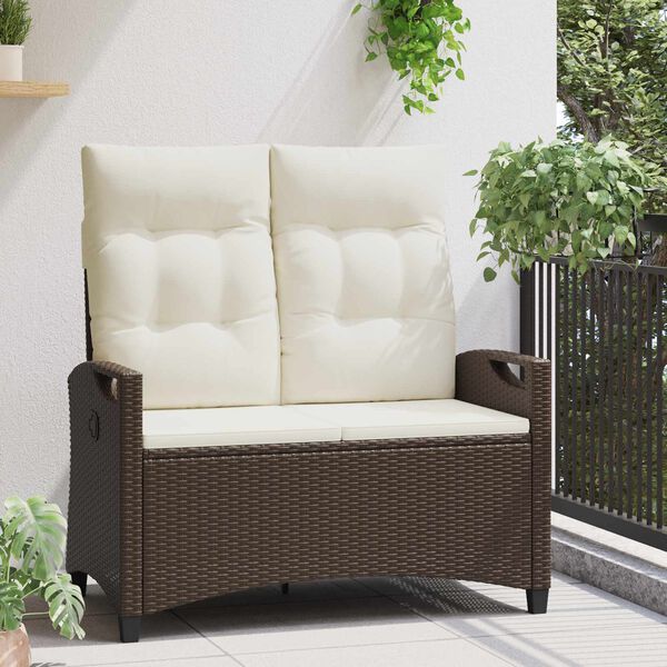 Liege-Gartenbank Stahl Braun und Creme mit verstellbarer Rückenlehne & Kissen 105 x 60 x 112 cm (Copy)