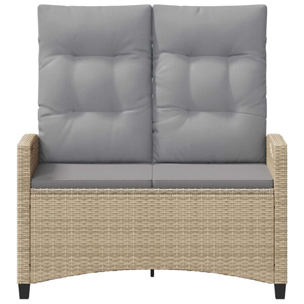 Liege-Gartenbank Stahl Beige und Hellgrau mit verstellbarer Rückenlehne & Kissen 105 x 60 x 112 cm