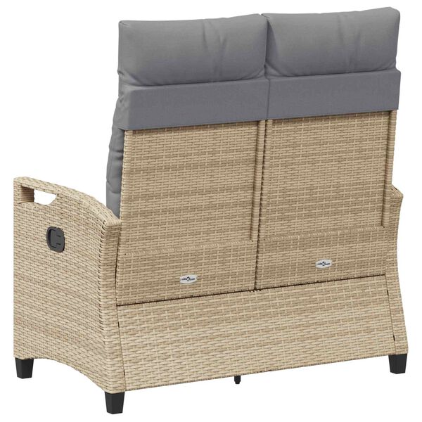 Liege-Gartenbank Stahl Beige und Hellgrau mit verstellbarer Rückenlehne & Kissen 105 x 60 x 112 cm
