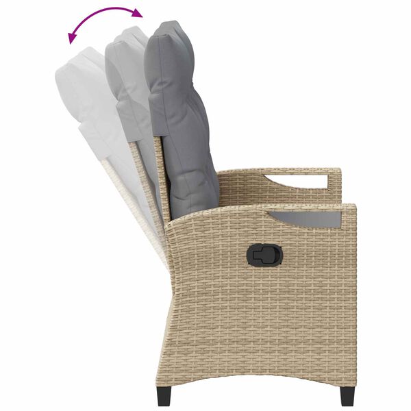 Liege-Gartenbank Stahl Beige und Hellgrau mit verstellbarer Rückenlehne & Kissen 105 x 60 x 112 cm