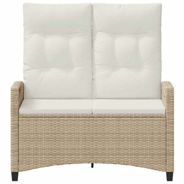 Liege-Gartenbank Stahl Beige und Creme mit verstellbarer Rückenlehne & Kissen 105 x 60 x 112 cm