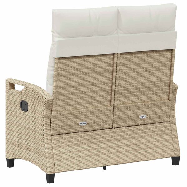 Liege-Gartenbank Stahl Beige und Creme mit verstellbarer Rückenlehne & Kissen 105 x 60 x 112 cm