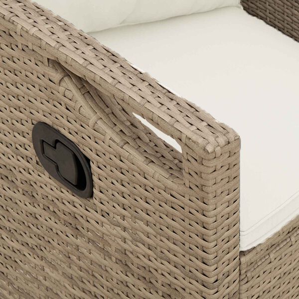 Liege-Gartenbank Stahl Beige und Creme mit verstellbarer Rückenlehne & Kissen 105 x 60 x 112 cm
