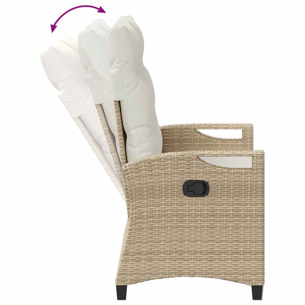Liege-Gartenbank Stahl Beige und Creme mit verstellbarer Rückenlehne & Kissen 105 x 60 x 112 cm