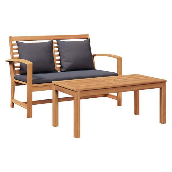 Gartenbank Teak Massivholz Braun und Dunkelgrau 110 x 66 x 76 cm