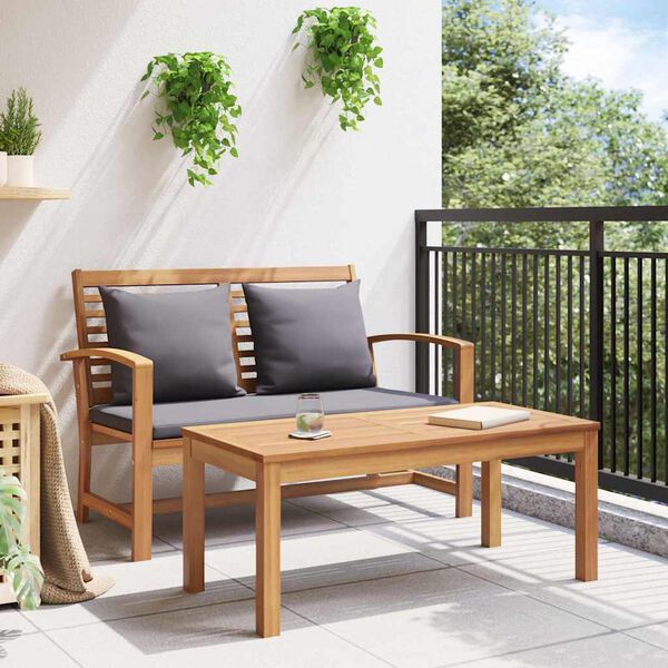 Gartenbank Teak Massivholz Braun und Dunkelgrau 110 x 66 x 76 cm