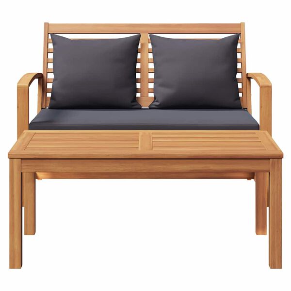 Gartenbank Teak Massivholz Braun und Dunkelgrau 110 x 66 x 76 cm